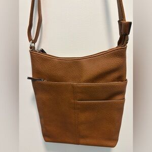 Elegant Tan Vegan Leather Cross Shoulder Bag